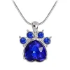 Oriental Trading Necklaces*Maya's Grace 12 Months Birthstone Rhinestone Paw Print Crystals Gemstone Pendant Stainless Steel Chain Necklace For Women Birthstone September - Sapphire