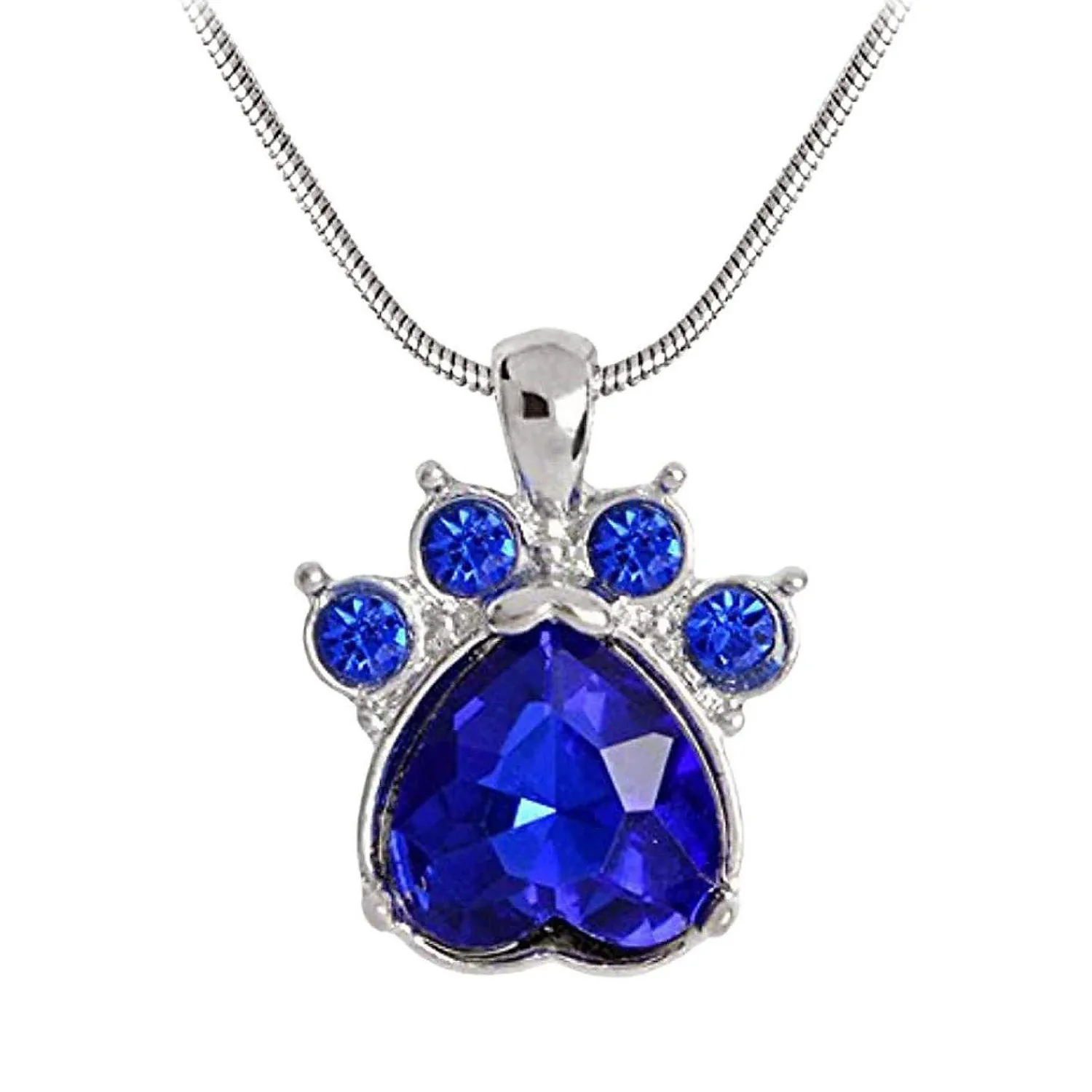 mayas_grace__months_birth_0.webp Oriental Trading Necklaces*Maya's Grace 12 Months Birthstone Rhinestone Paw Print Crystals Gemstone Pendant Stainless Steel Chain Necklace For Women Birthstone September - Sapphire