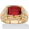 Oriental Trading Rings*Men's 2.77 Tcw Red Ruby Gold-Plated Ring