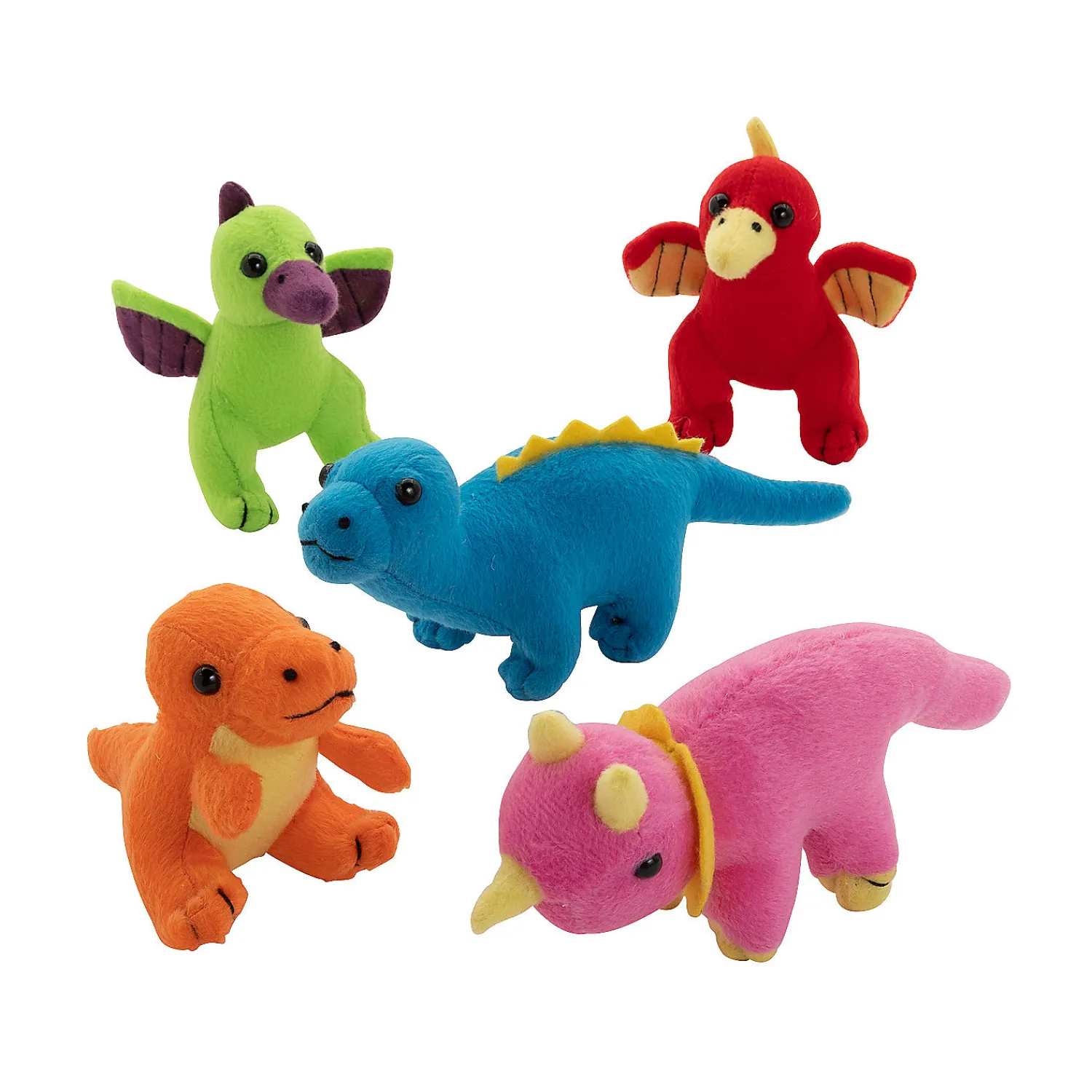 mini_neon_stuffed_dinosau_0.webp Oriental Trading Stuffed Animals & Plush Toys*Mini Neon Stuffed Dinosaurs - 12 Pc.