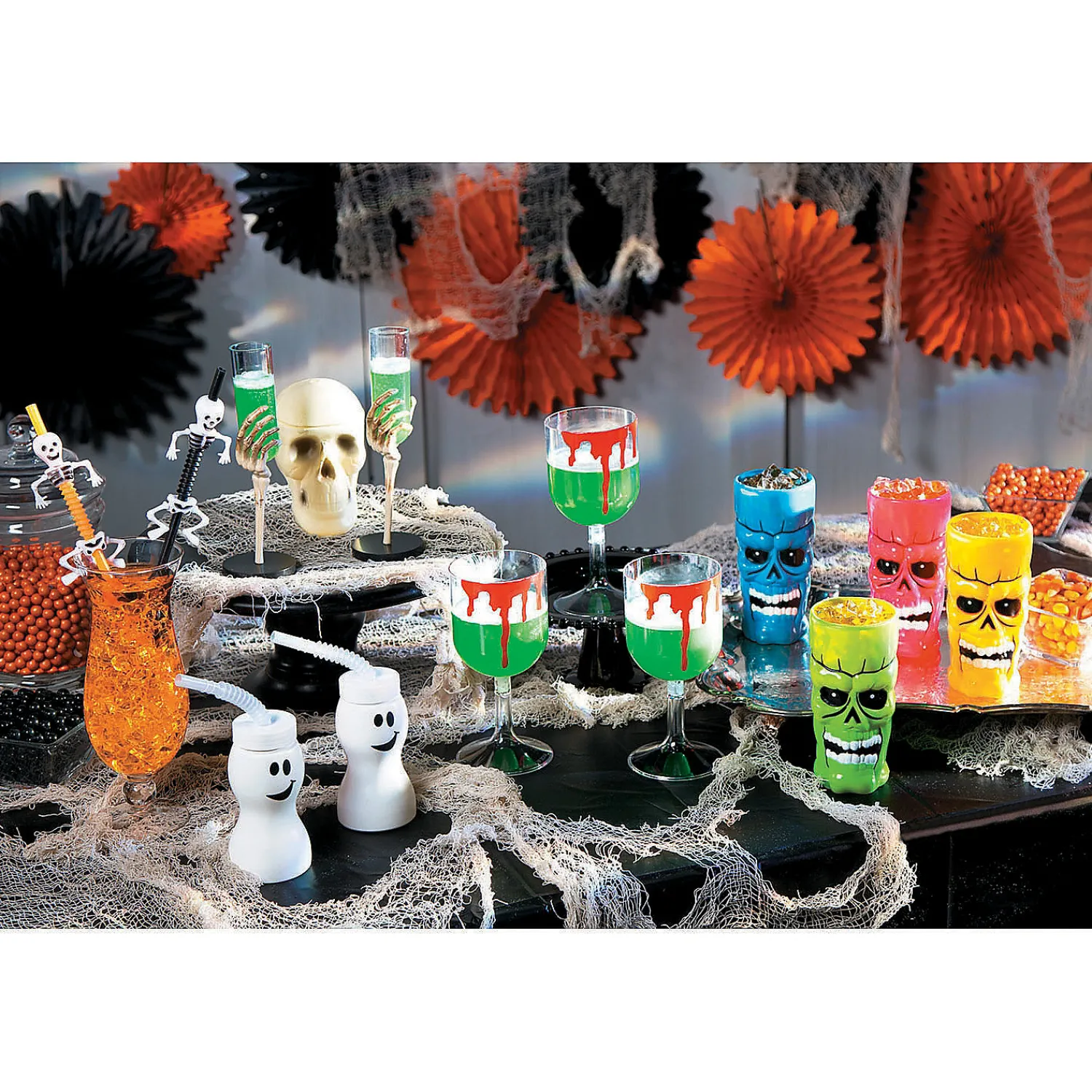 molded_ghost_bpafree_plas_3.webp Molded Ghost Bpa-Free Plastic Cups With Lids & Straws - 12 Ct.<Oriental Trading Discount