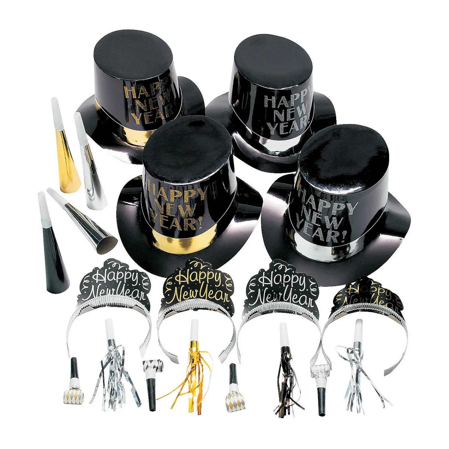 new_years_eve_elegant_cel_0.webp Oriental Trading Hat & Tote Bag Assortments*New Year's Eve Elegant Celebration Countdown Party Kit For 50