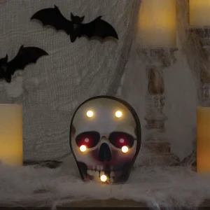 Northlight 7" Lighted Black And Red Skull Halloween Decoration<Oriental Trading Clearance
