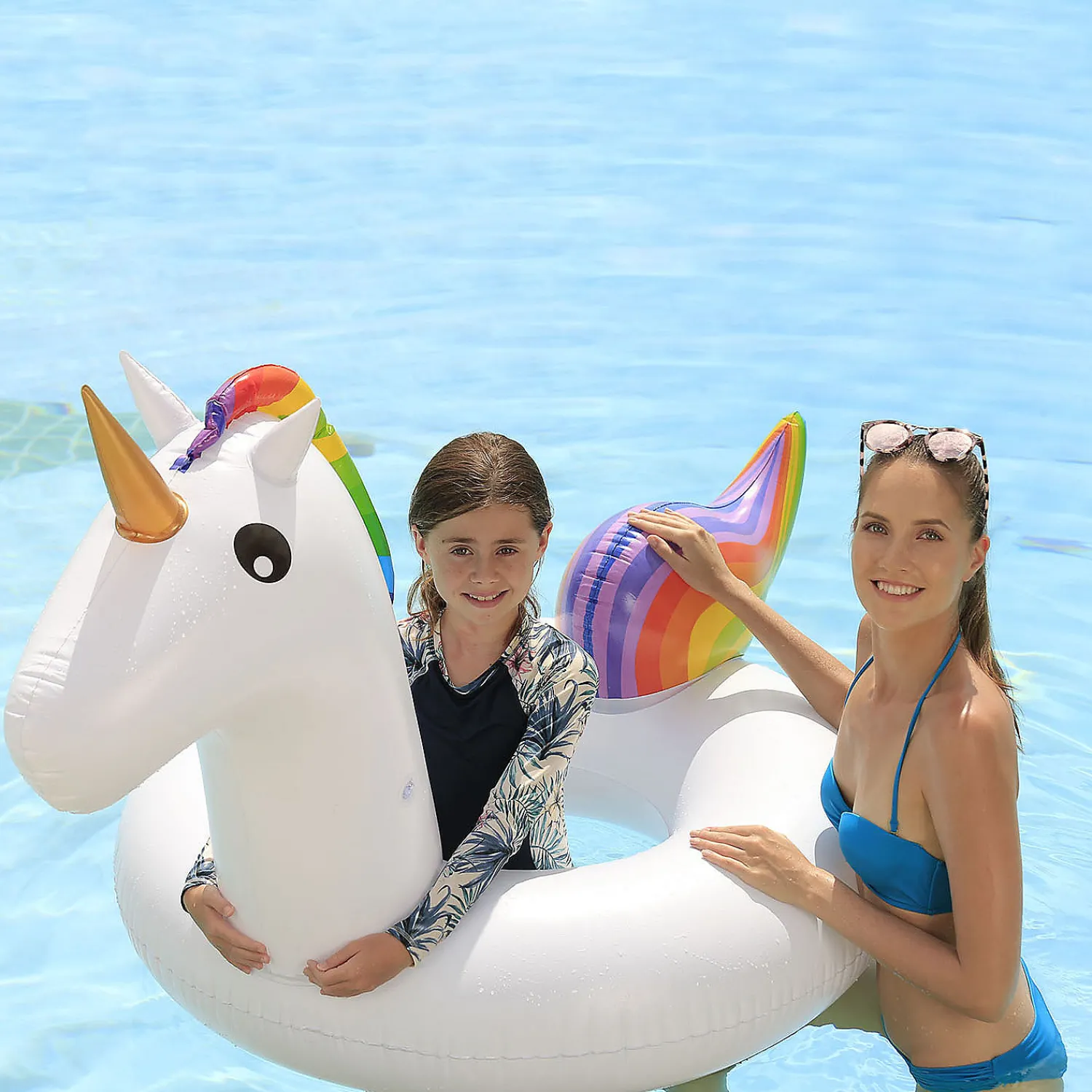 northlight__rainbow_unico_0.webp Northlight 68" Rainbow Unicorn Inflatable Swimming Pool Tube Ring Float<Oriental Trading Best