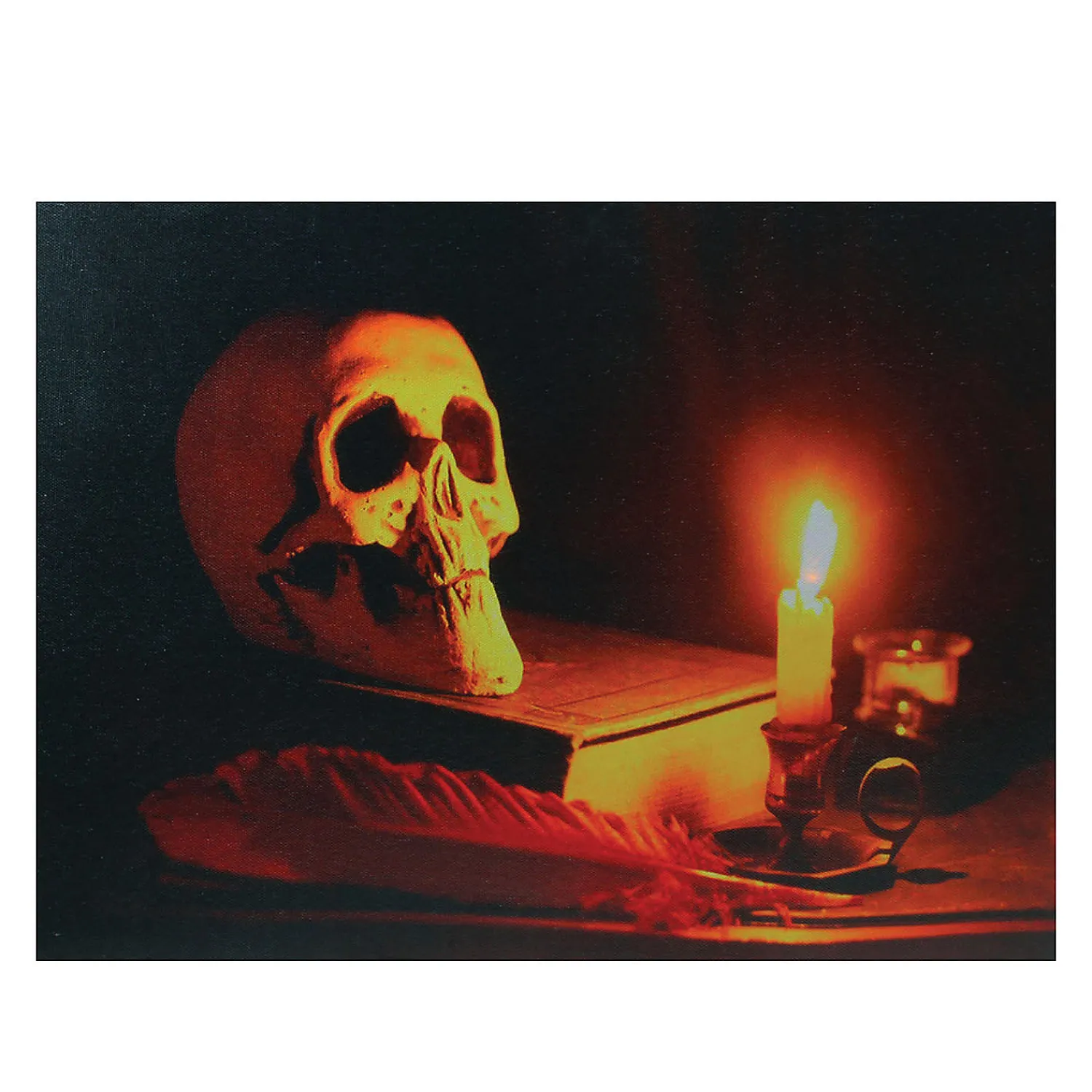 northlight_black_and_oran_0.webp Northlight Black And Orange Led Lighted Skull Halloween Wall Art 12" X 15.75"<Oriental Trading Online