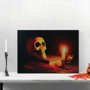 Northlight Black And Orange Led Lighted Skull Halloween Wall Art 12" X 15.75"<Oriental Trading Online