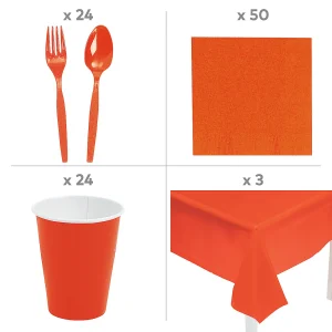 Orange Plaid Tableware Kit For 24 Guests<Oriental Trading Store