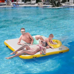 Outsunny Water Inflatable Floating Dock Inflatable Platform Island Large Floating Mat With Air Pump And Backpack For Pool Beach Ocean White<Oriental Trading Online