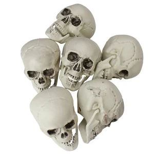 Pack Of 6 Skull Head Halloween Decorations 3.5