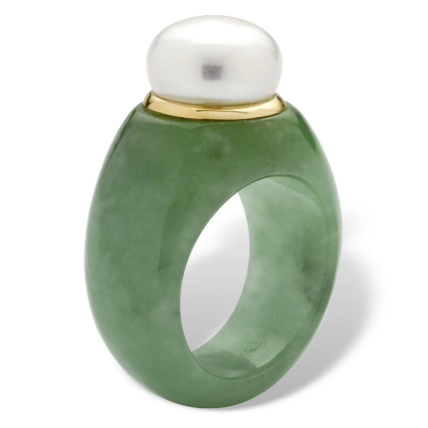 palmbeach_jewelry_k_yello_1-5.webp Oriental Trading Rings*Palmbeach Jewelry 10K Yellow Gold Round Genuine Cultured Freshwater Pearl And Genuine Green Jade Ring Sizes 6-10