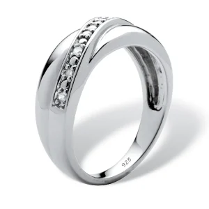 Oriental Trading Rings*Palmbeach Jewelry Men's Platinum-Plated Sterling Silver Round Genuine Diamond Wedding Band Ring (1/8 Cttw, I Color, I3 Clarity) Sizes 8-16
