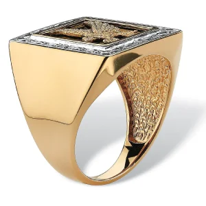 Oriental Trading Rings*Palmbeach Jewelry Men's Yellow Gold-Plated Sterling Silver Genuine Diamond Accent Black Natural Onyx Eagle Ring Sizes 8-16