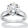 Oriental Trading Rings*Palmbeach Jewelry Platinum-Plated Sterling Silver Round Cubic Zirconia Solitaire Engagement Ring Sizes 5-10