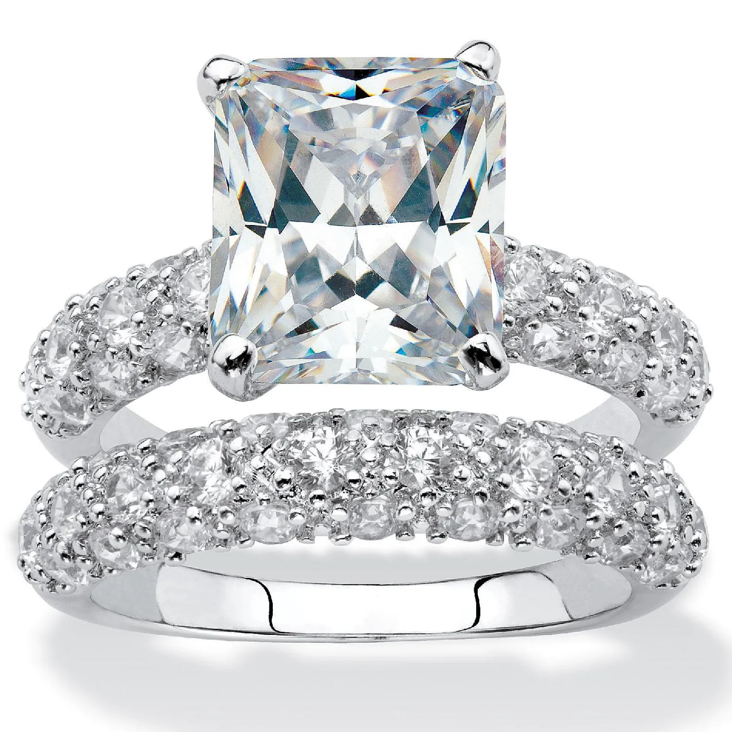 palmbeach_jewelry_platinu_0-3.webp Oriental Trading Rings*Palmbeach Jewelry Platinum-Plated Emerald Cut Cubic Zirconia Bridal Ring Set Sizes 5-10
