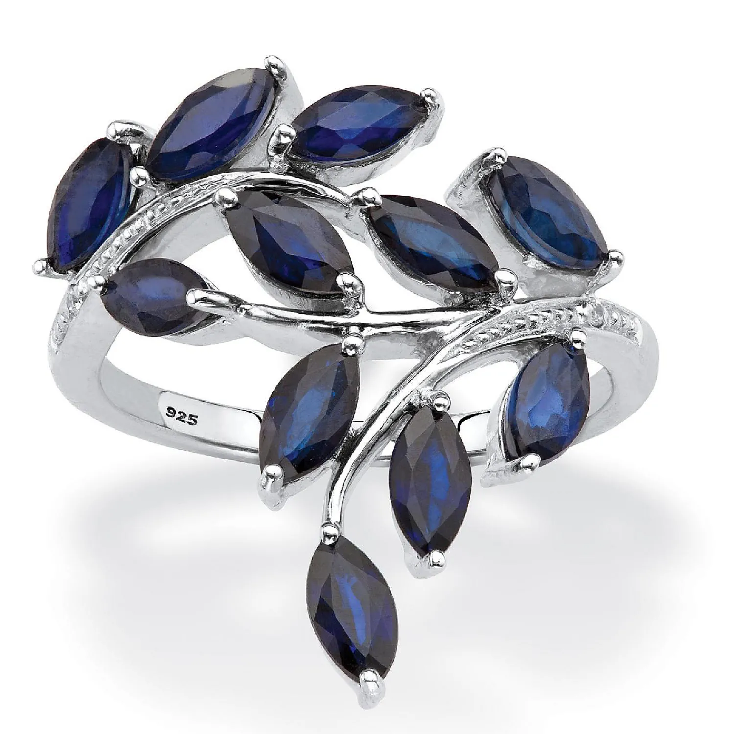 palmbeach_jewelry_platinu_0-4.webp Oriental Trading Rings*Palmbeach Jewelry Platinum-Plated Sterling Silver Marquise Cut Genuine Blue Sapphire And Diamond Accent Leaf Ring Sizes 6-10
