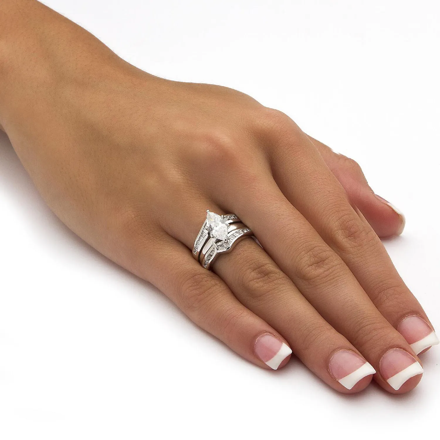 palmbeach_jewelry_sterlin_2.webp Oriental Trading Rings*Palmbeach Jewelry Sterling Silver Marquise Shaped Cubic Zirconia 3 Piece Bridal Ring Set Sizes 6-10