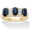 Oriental Trading Rings*Palmbeach Jewelry Yellow Gold-Plated Sterling Silver Oval Cut Genuine Blue Sapphire And Diamond Accent Ring Sizes 5-10