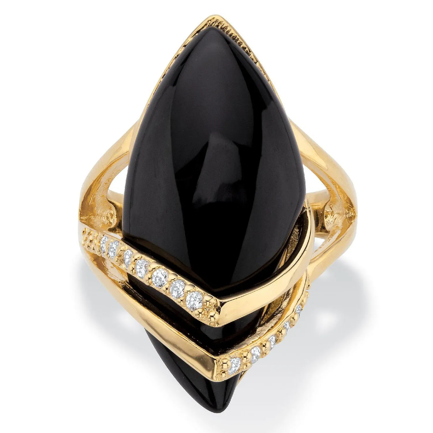 palmbeach_jewelry_yellow__0-9.webp Oriental Trading Rings*Palmbeach Jewelry Yellow Gold-Plated Marquise Shaped Natural Black Onyx And Round Cubic Zirconia Ring Sizes 6-12