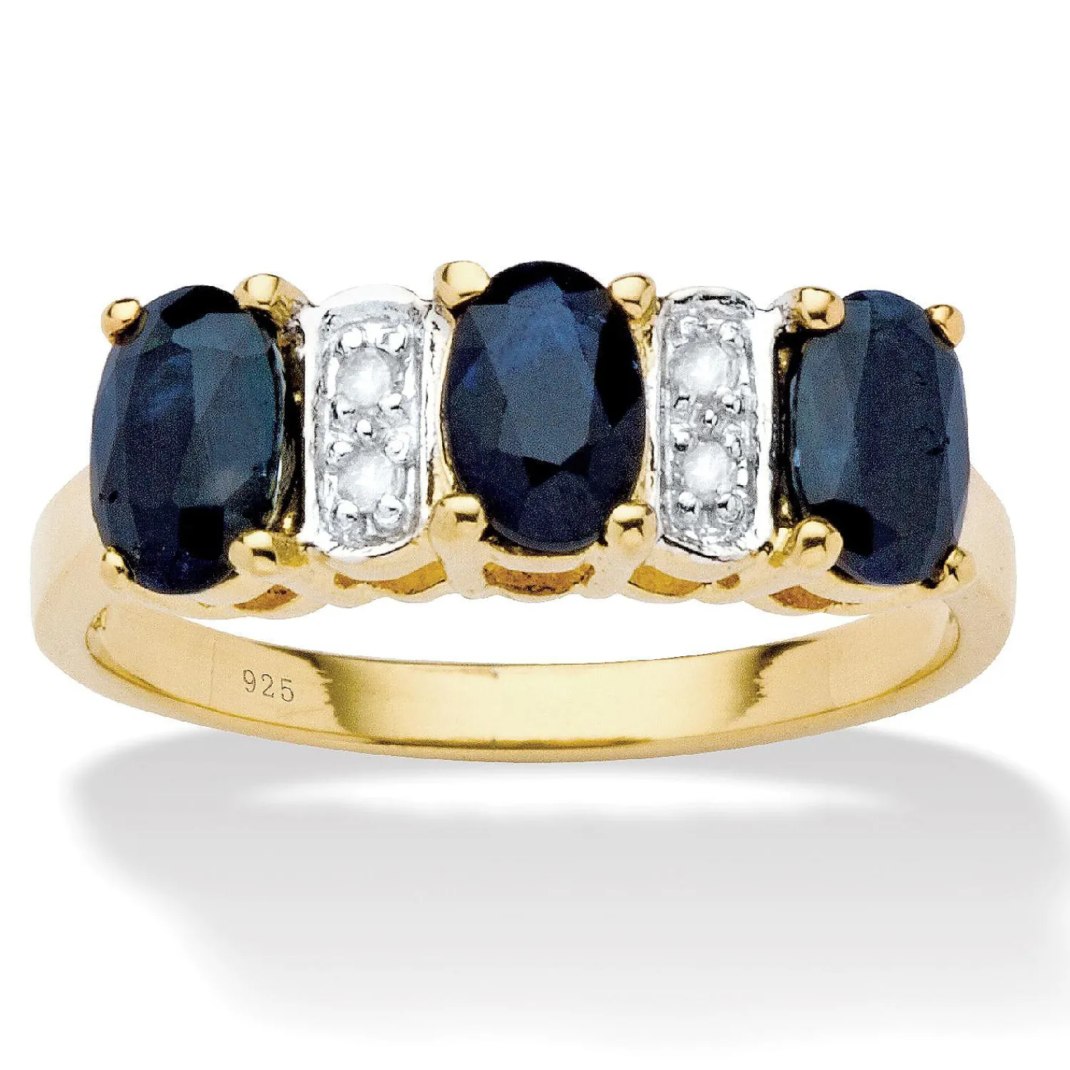 palmbeach_jewelry_yellow__0.webp Oriental Trading Rings*Palmbeach Jewelry Yellow Gold-Plated Sterling Silver Oval Cut Genuine Blue Sapphire And Diamond Accent Ring Sizes 5-10