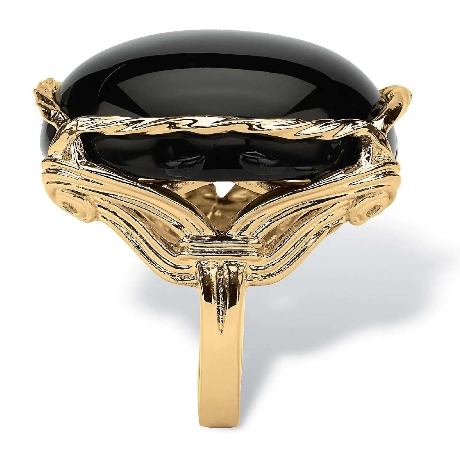 palmbeach_jewelry_yellow__1-2.webp Oriental Trading Rings*Palmbeach Jewelry Yellow Gold-Plated Natural Black Onyx Cabochon Pillow Ring Sizes 6-10