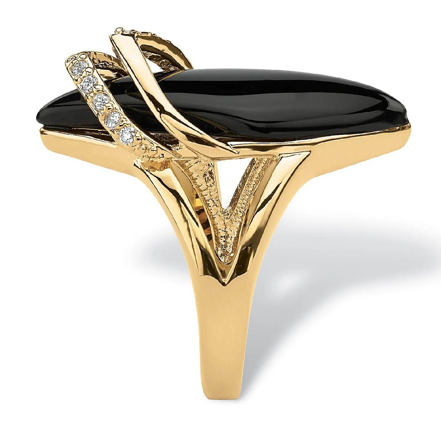 palmbeach_jewelry_yellow__1-9.webp Oriental Trading Rings*Palmbeach Jewelry Yellow Gold-Plated Marquise Shaped Natural Black Onyx And Round Cubic Zirconia Ring Sizes 6-12