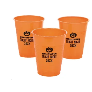 Personalized Halloween Jack-O'-Lantern Solid Color Plastic Cups - 40 Pc.<Oriental Trading Sale