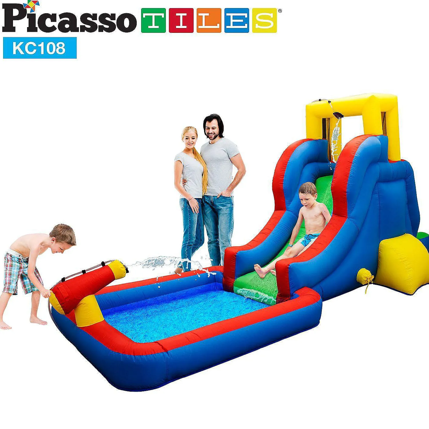 picassotiles__kc_water_sl_0.webp Picassotiles - Kc108 Water Slide Park Inflatable Bounce House<Oriental Trading Outlet