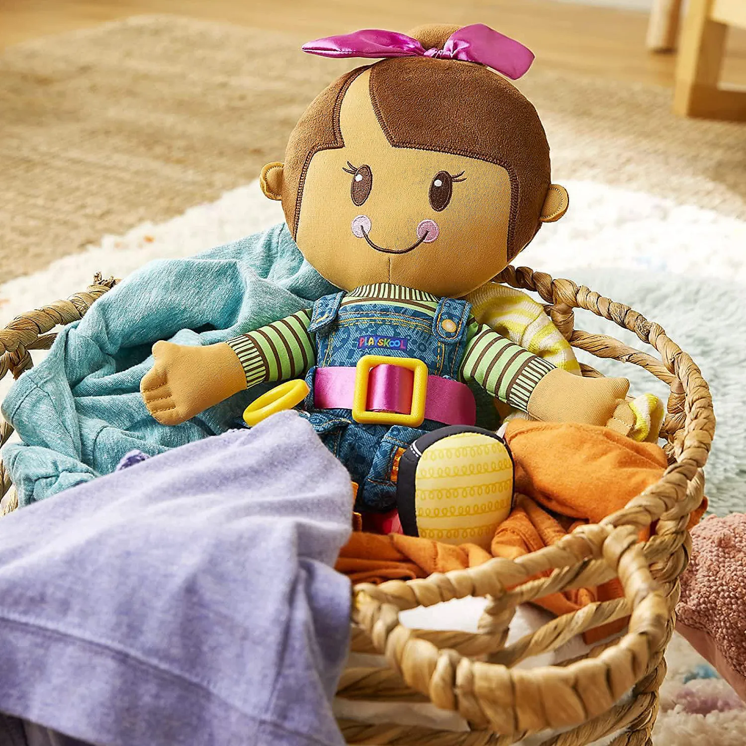 playskool_dressy_kids_gir_3.webp Oriental Trading Pretend Play*Playskool Dressy Kids Girl Doll Brunette Toddler Practice Zipper Dressed Hasbro