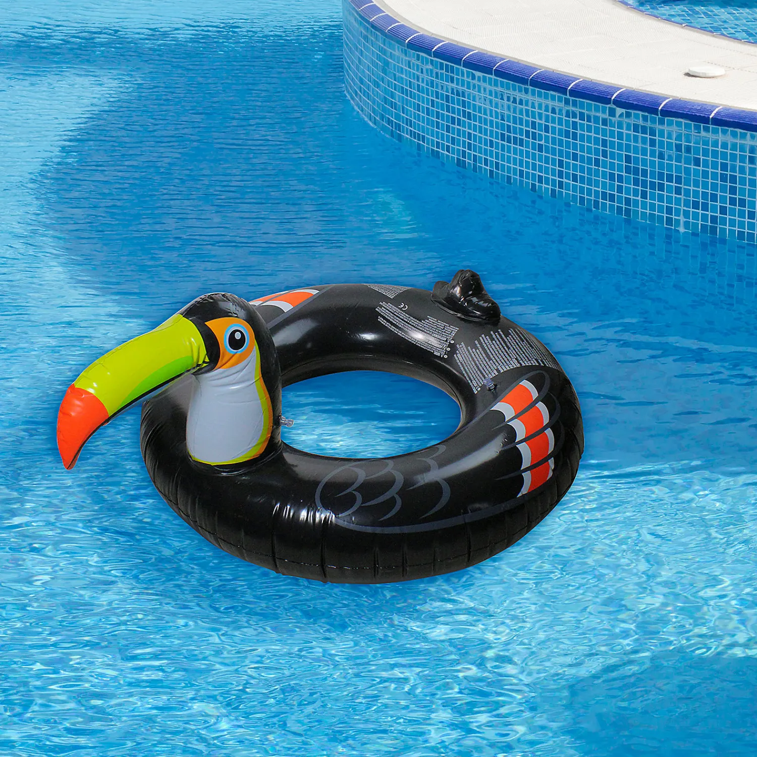 pool_central__inflatable__1.webp Pool Central 52" Inflatable Black And Yellow Giant Toucan Pool Ring Float<Oriental Trading Shop