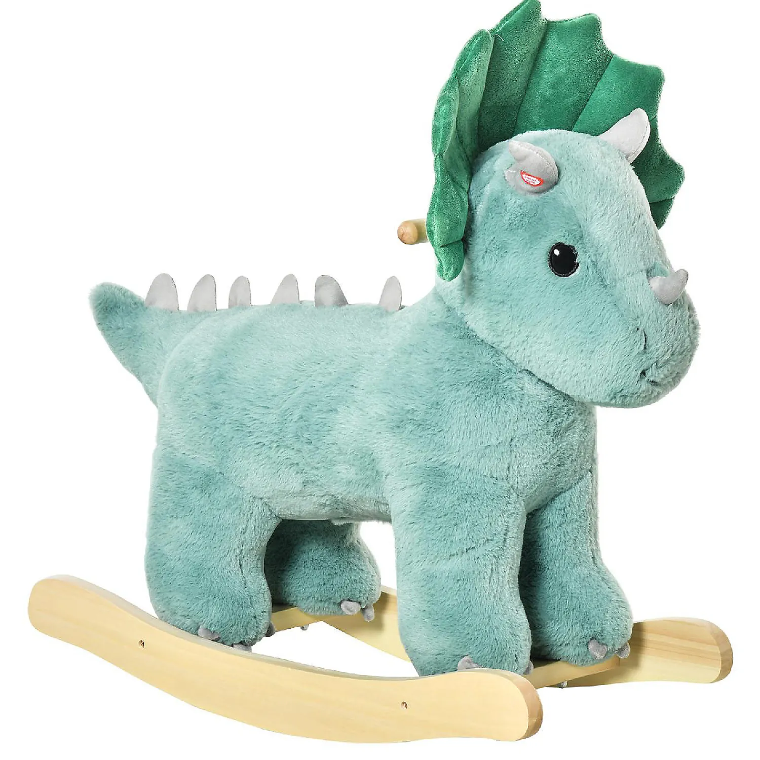 qaba_kids_plush_ride_on_r_0.webp Qaba Kids Plush Ride On Rocking Horse Triceratops Shaped Plush Toy Rocker With Realistic Sounds For Child 36 72 Months Dark Green<Oriental Trading Shop