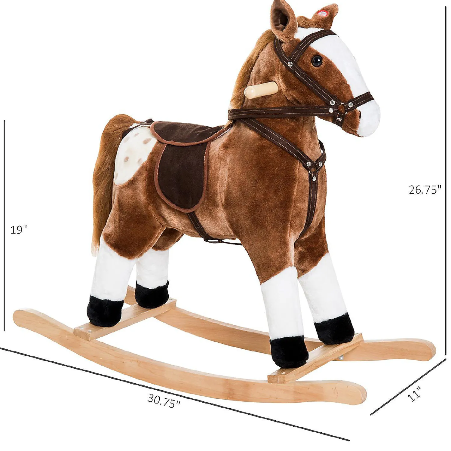 qaba_kids_plush_toy_rocki_2.webp Qaba Kids Plush Toy Rocking Horse Pony Toddler Ride On Animal For Girls Pink Birthday Gifts With Realistic Sounds Brown<Oriental Trading New