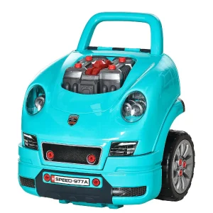Oriental Trading Pretend Play*Qaba Mechanic Kids Truck Engine Toy Set Car Service Playset Engine Disassembly Play Workshop Includes 61 Pieces Steering Wheel Horn Light For 3 5 Years Old Teal