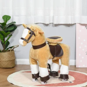 Qaba Ride On Walking Rolling Kids Horse With Easy Rolling Wheels Soft Huggable Body And A Large Size For Kids 3 8 Years<Oriental Trading Clearance