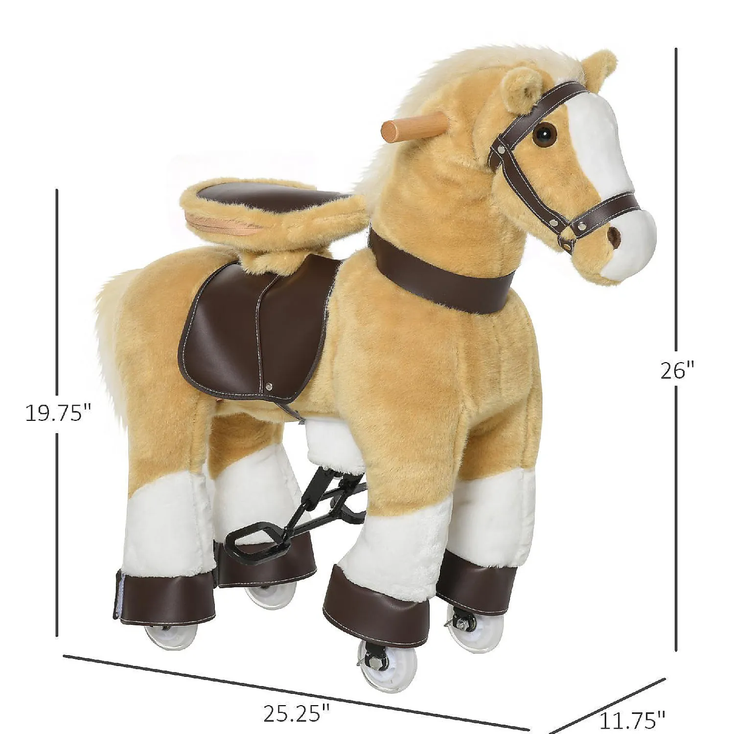 qaba_ride_on_walking_roll_2.webp Qaba Ride On Walking Rolling Kids Horse With Easy Rolling Wheels Soft Huggable Body And A Large Size For Kids 3 8 Years<Oriental Trading Clearance