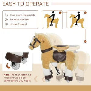 Qaba Ride On Walking Rolling Kids Horse With Easy Rolling Wheels Soft Huggable Body And A Large Size For Kids 3 8 Years<Oriental Trading Clearance