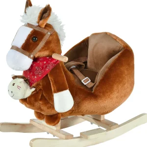 Qaba Rocking Horse Plush W/Music 18-36Mo Brown<Oriental Trading Best Sale