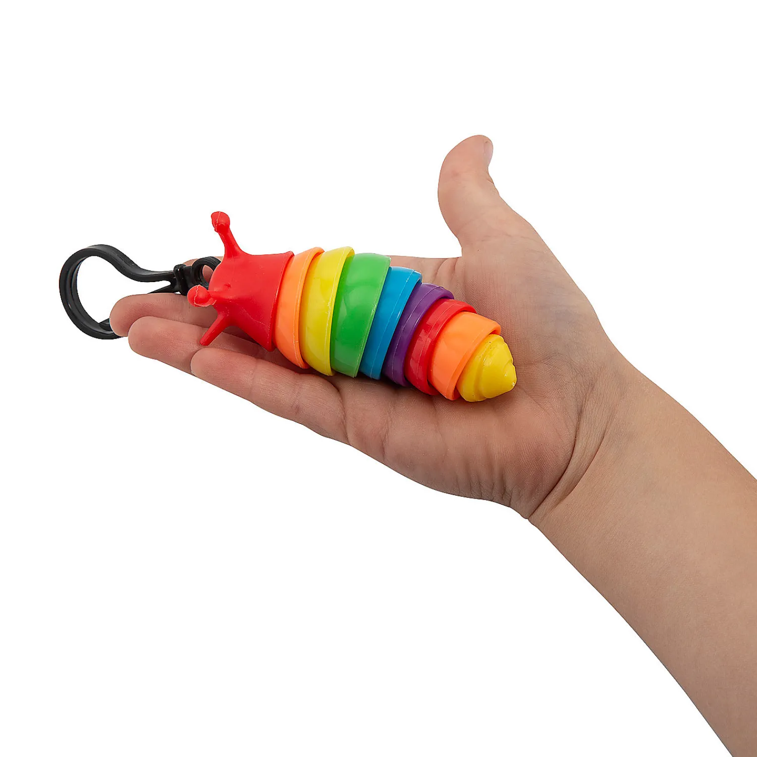 rainbow_fidget_slug_backp_2.webp Oriental Trading Fidget Toys & Spinners*Rainbow Fidget Slug Backpack Clip Keychains - 24 Pc.