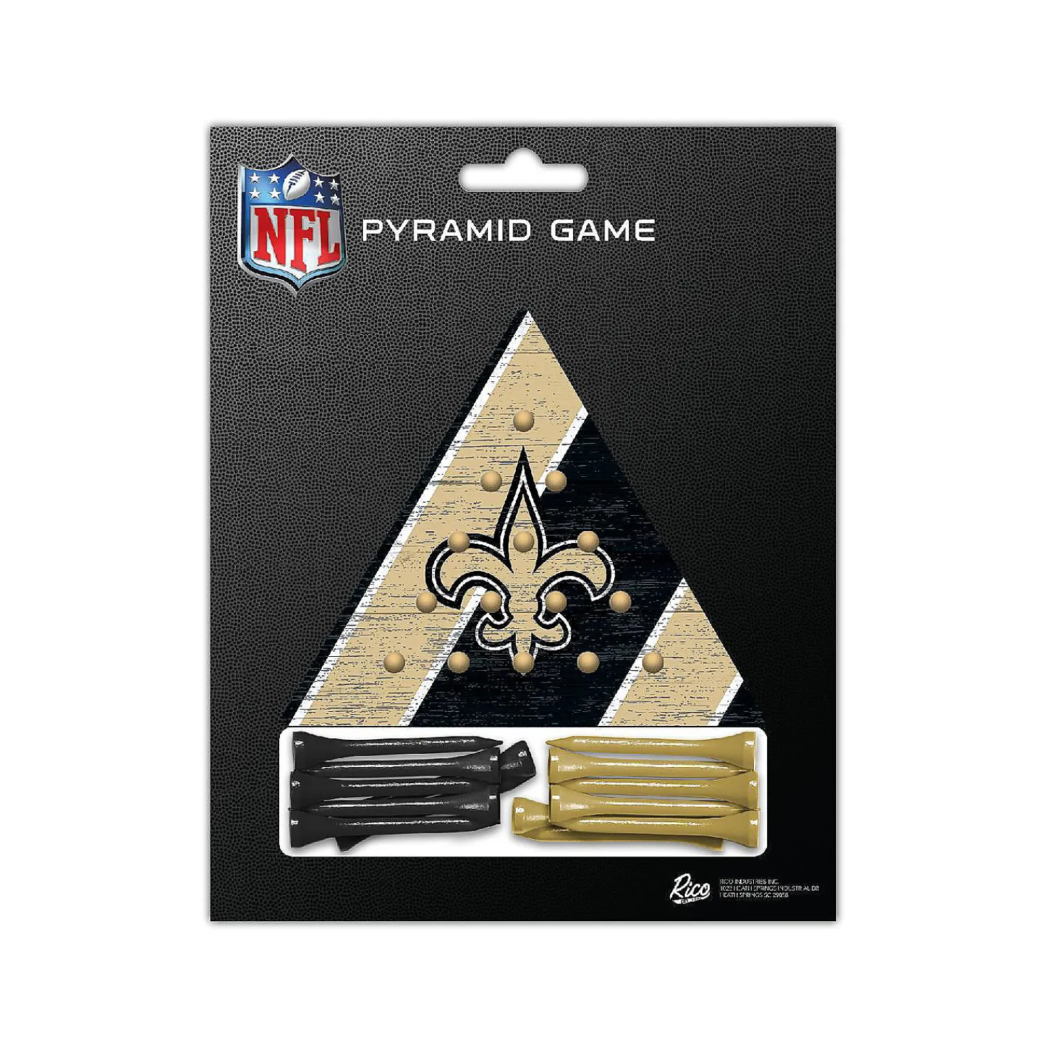 rico_industries_nfl_footb_2.webp Oriental Trading Puzzles*Rico Industries Nfl Football New Orleans Saints 4.5" X 4" Wooden Travel Sized Pyramid Game - Toy Peg Games - Triangle - Family Fun