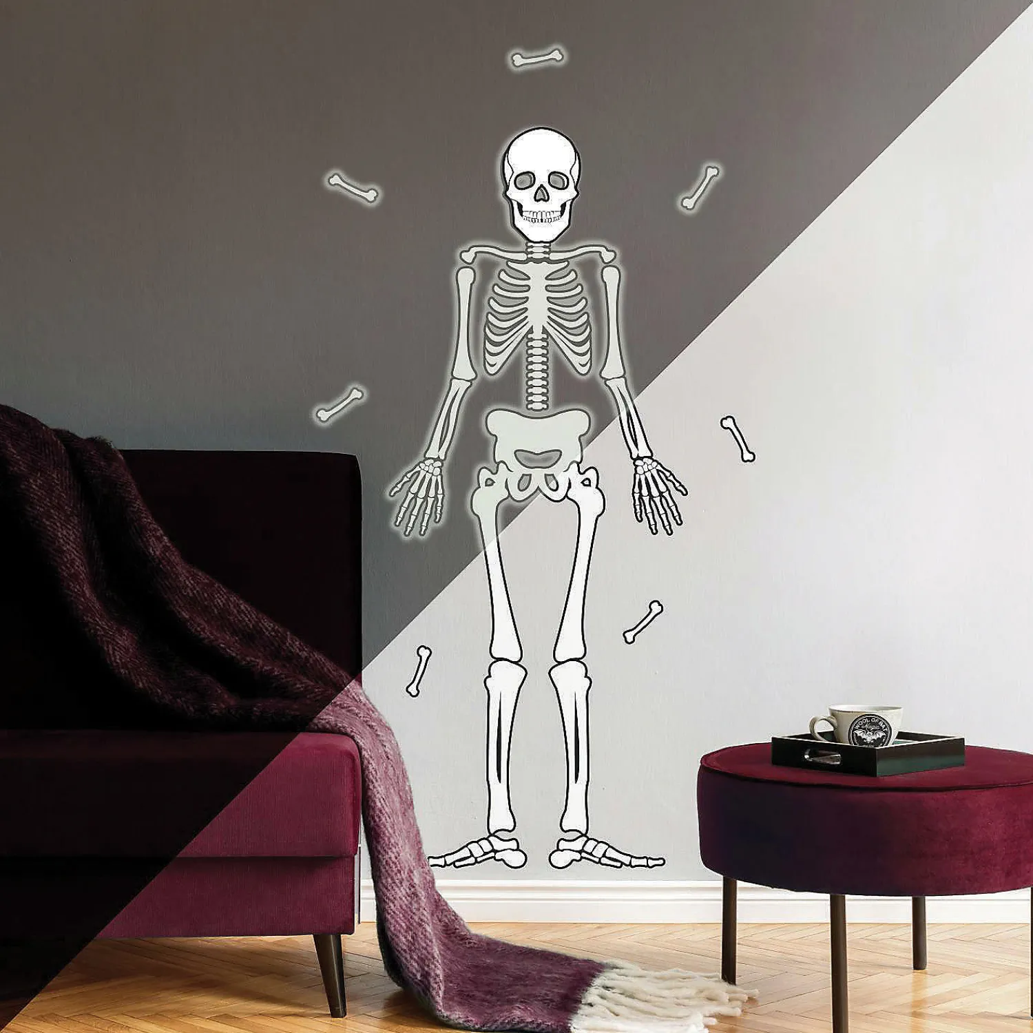 roommates_skeleton_glow_i_0.webp Roommates Skeleton Glow In The Dark Peel And Stick Giant Wall Decals<Oriental Trading Best