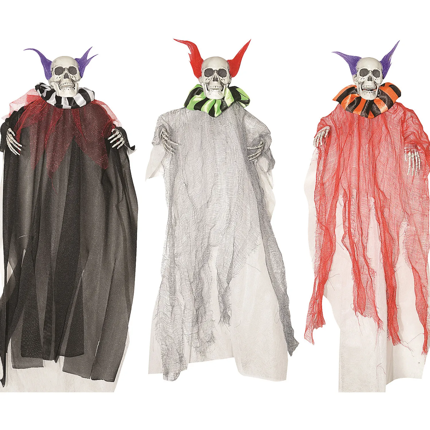 skeleton_clown_hanging_d_0.webp 18" Skeleton Clown Hanging Decorations - Set Of 3<Oriental Trading Best