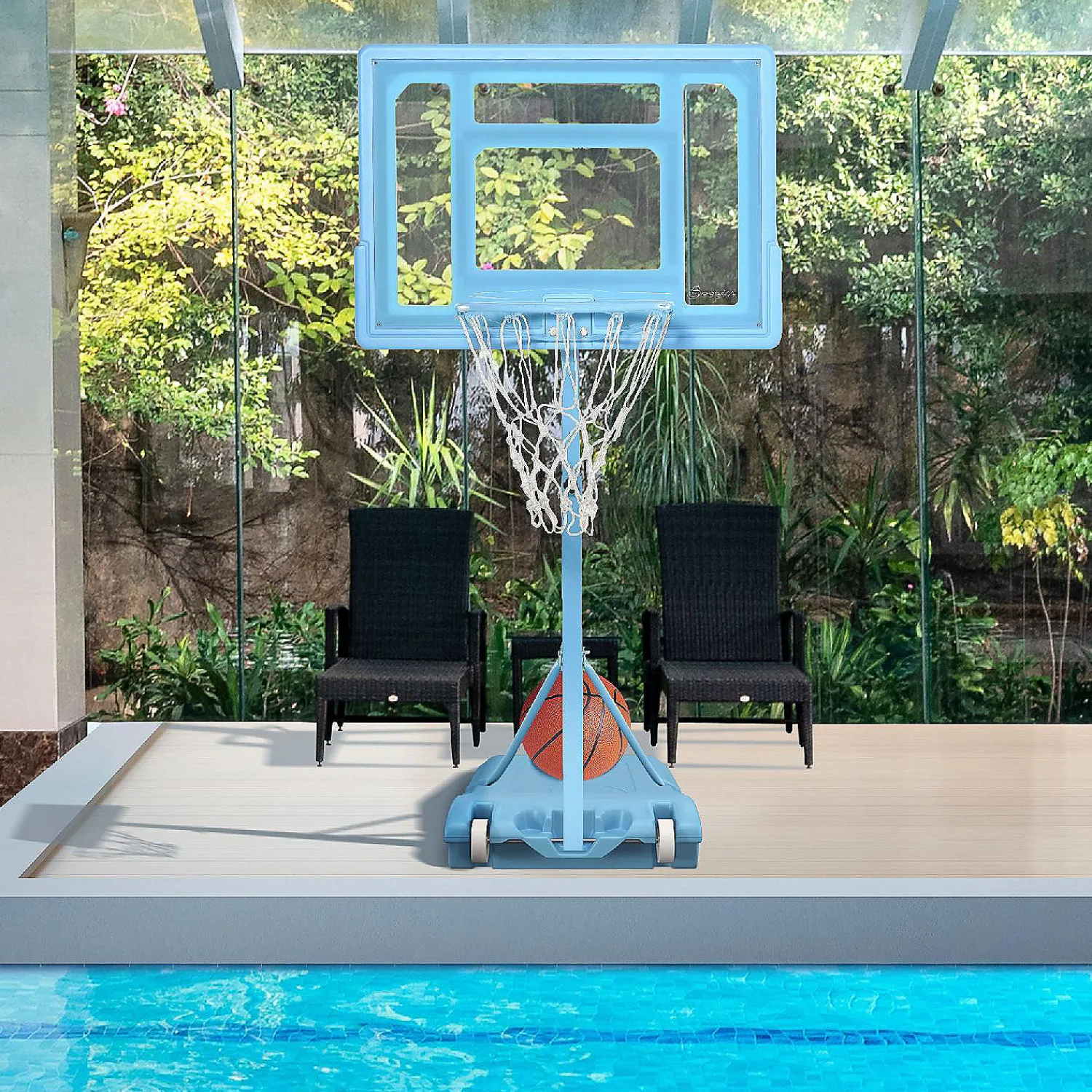 soozier_pool_side_portabl_3.webp Soozier Pool Side Portable Basketball Hoop System Stand Goal With Height Adjustable 3Ft 4Ft 32'' Backboard<Oriental Trading Best Sale