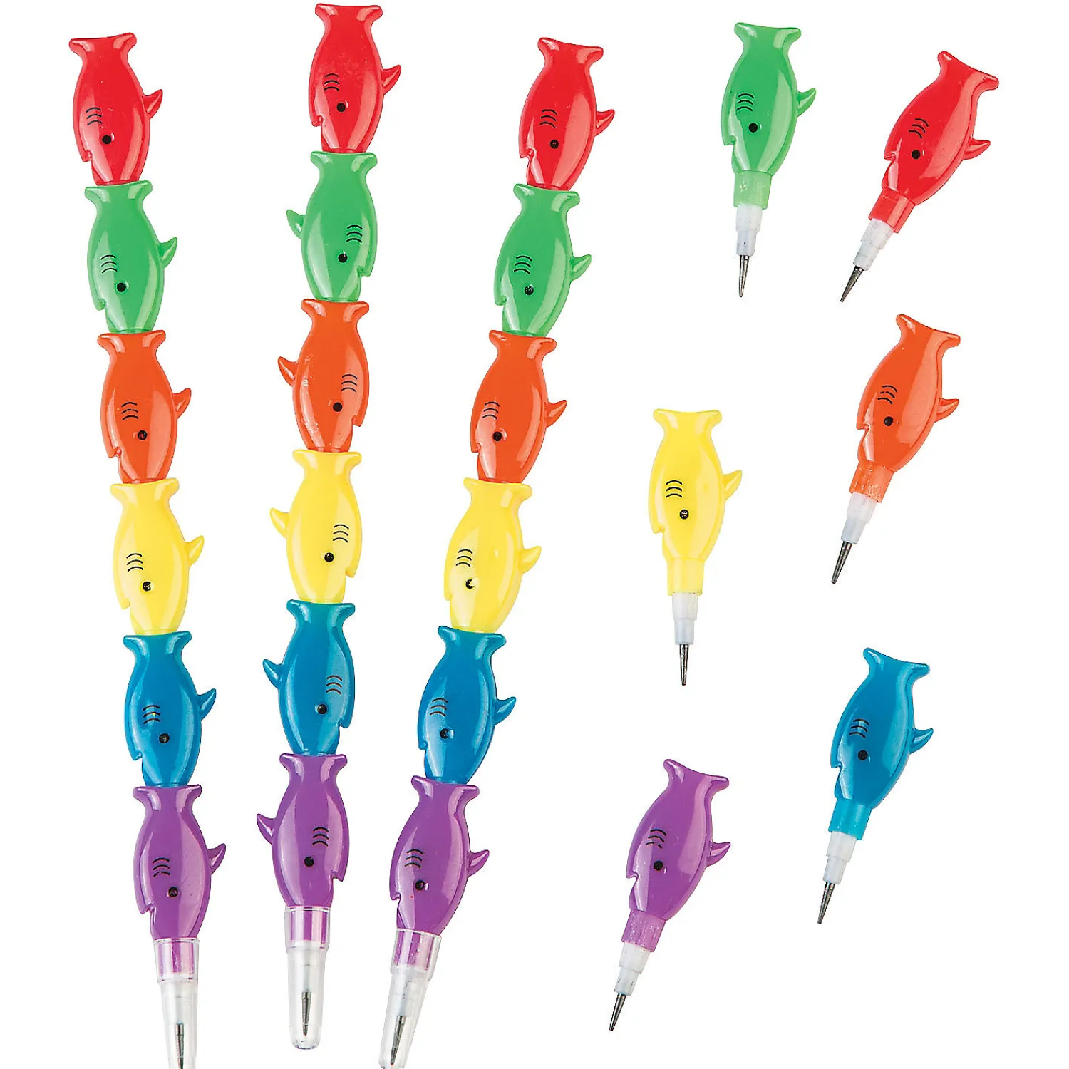 stacking_shark_pencils____0.webp Oriental Trading Fidget Toys & Spinners*Stacking Shark Pencils - 12 Pc.