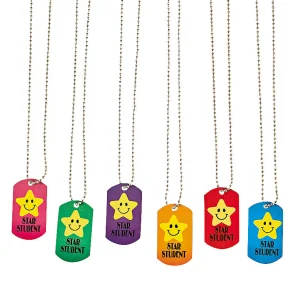 Oriental Trading Necklaces*Star Student Dog Tag Necklaces - 12 Pc.