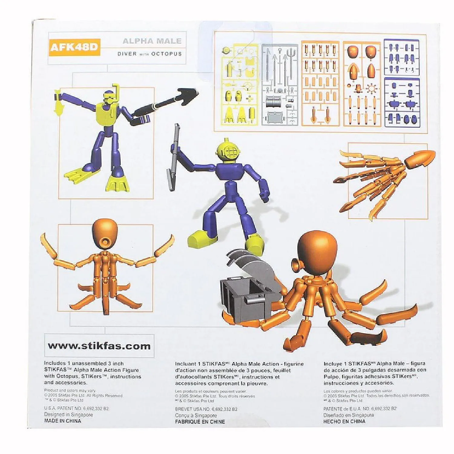 stikfas_alpha_male_diver__1.webp Oriental Trading Character Toys*Stikfas Alpha Male Diver With Octopus 3" Mini Figure