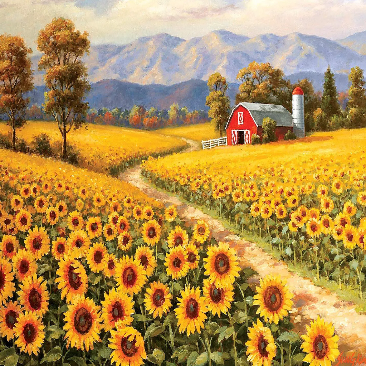 sunsout_red_river_sunflow_0.webp Oriental Trading Puzzles*Sunsout Red River Sunflower Farm 300 Pc Jigsaw Puzzle