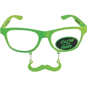 Sun-Stache Glow-In-The-Dark Green Mustache Glasses - 1 Pc.<Oriental Trading Best