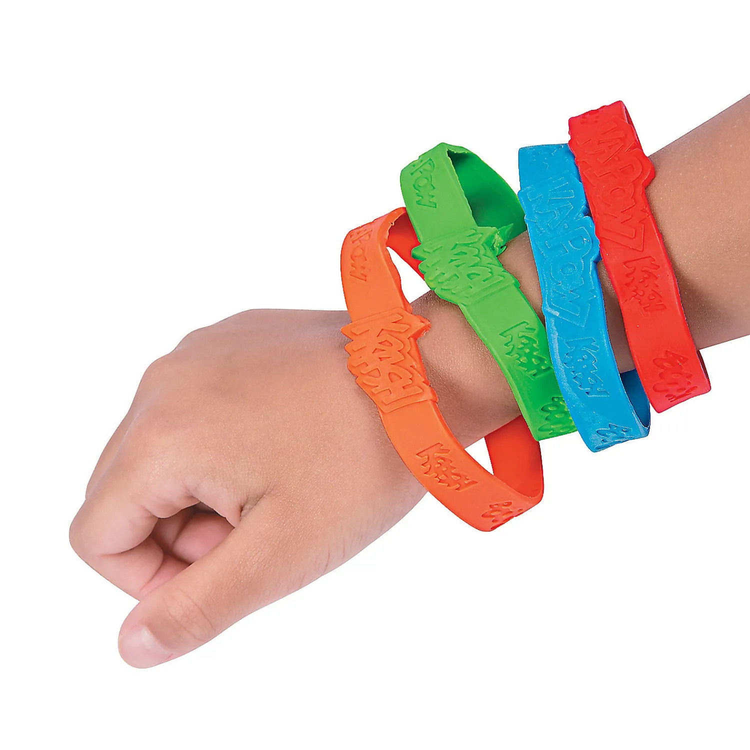 superhero_sayings_rubber__1.webp Oriental Trading Bracelets*Superhero Sayings Rubber Bracelets - 24 Pc.