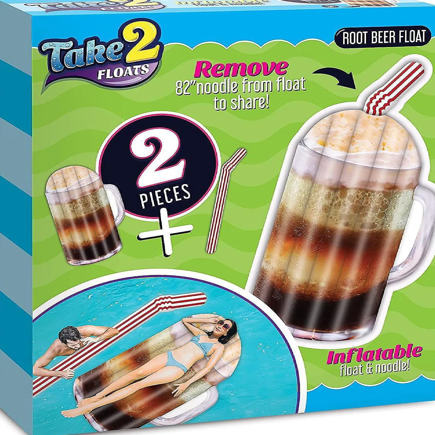 take__floats_root_beer_wa_0.webp Take 2 Floats Root Beer Water Float & Noodle Pool Blow Up Inflatable Raft Mighty Mojo<Oriental Trading Discount