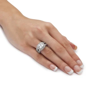 Oriental Trading Rings*5.08 Tcw Cz Two-Piece Halo Bridal Set