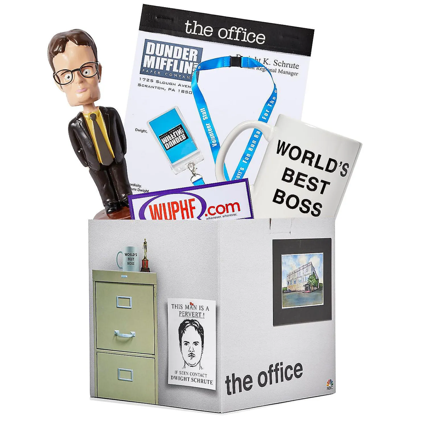 the_office_looksee_collec_0.webp Oriental Trading Character Toys*The Office Looksee Collector's Mystery Gift Box - Bobblehead, Mug, Lanyard, And More